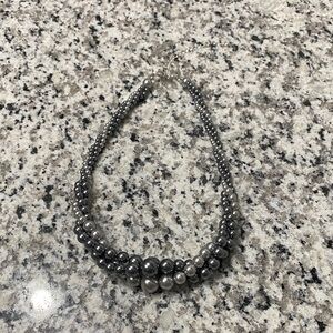Edwin Elegant Silver and Black Beaded Necklace